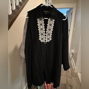 Banana Republic Factory Black Linen Dress with Ivory Lace - Sz M